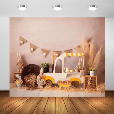 BELECO 20x10ft Fabric Spring Easter Backdrop Interior Rabbit Toys Eggs Flowers Straw Photography Background Kids Newborn Birthday Party Decorations Easter Banner Photoshoot Booth Studio Props
