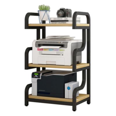 Metal Media Cart, AV Media Stand,3 Tier CD Player Stand,Open Storage Audio Rack for Living Room, Office, Conference Rooms, Recording Studio(Black+Light Walnut)