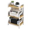 Metal Media Cart, AV Media Stand,3 Tier CD Player Stand,Open Storage Audio Rack for Living Room, Office, Conference Rooms, Recording Studio(Black+Light Walnut) view 2
