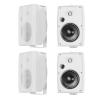6.5 Inch Max 800W Outdoor Bluetooth Speakers Waterproof Wired with Multifunctional Amplifier Wall Mount Outdoor Speaker System for Patio Garden Poolside Home(4 Speakers,White) view 1