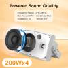 6.5 Inch Max 800W Outdoor Bluetooth Speakers Waterproof Wired with Multifunctional Amplifier Wall Mount Outdoor Speaker System for Patio Garden Poolside Home(4 Speakers,White) view 2