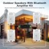 6.5 Inch Max 800W Outdoor Bluetooth Speakers Waterproof Wired with Multifunctional Amplifier Wall Mount Outdoor Speaker System for Patio Garden Poolside Home(4 Speakers,White) view 4