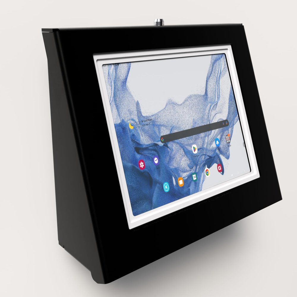 TABcare Easy Wall Mount Security Tablet Kiosk for Samsung Galaxy TAB S7/S8/S9/S11 11" Designed for Integration of USB Hub, Printer, CC Reader & All Your Peripherals (Black)