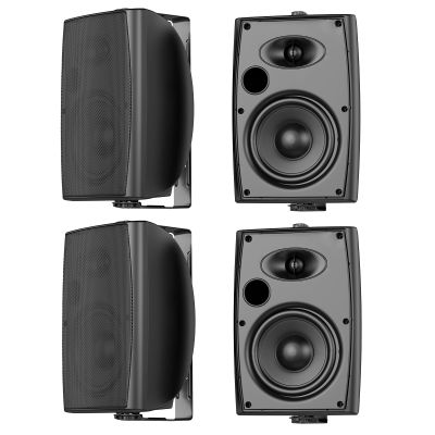 6.5 Inch Max 800W Outdoor Bluetooth Speakers Waterproof Wired with Multifunctional Amplifier Wall Mount Outdoor Speaker System for Patio Garden Poolside Home(4 Speakers,Black)