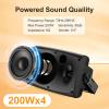6.5 Inch Max 800W Outdoor Bluetooth Speakers Waterproof Wired with Multifunctional Amplifier Wall Mount Outdoor Speaker System for Patio Garden Poolside Home(4 Speakers,Black) view 3