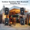 6.5 Inch Max 800W Outdoor Bluetooth Speakers Waterproof Wired with Multifunctional Amplifier Wall Mount Outdoor Speaker System for Patio Garden Poolside Home(4 Speakers,Black) view 4