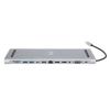 12 in 1 USB C Docking Station, 4K 30Hz HD Support, PD 100W Fast Charging, Multi Functional Multi Port USB C Hub Adapter, Gray Aluminum Alloy Case view 3