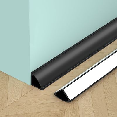 Corner Wall Cable Cord Hider Cover, Indoors Hider Ducting Concealer for Computer TV Wire Protector, Modern Non-Slip Power Extension Cords Organizer Lid - Self Adhesive(Black,11mmx11mm/0.43inx0.43in)