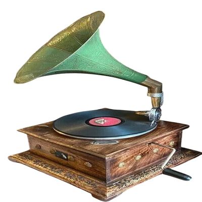 Antique Audio Win-up Record Player Vintage HMV Gramophone Phonograph Working Gift.