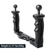 LetonPower Dual Handle Underwater Camera Tray, Aluminum Alloy Video Stabilizer Bracket with 2 Joint Arms for Camera Housing and Video Light view 4