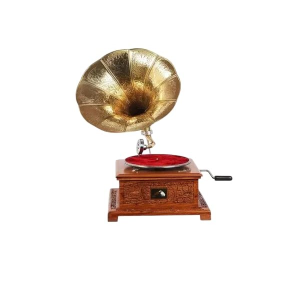 Antique Gramophone, Fully Functional Working Phonograph, Win-up Record Player
