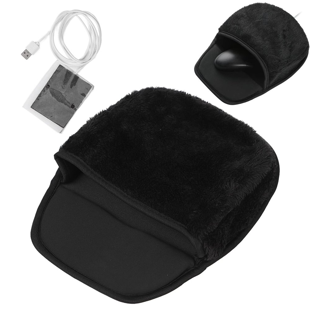 Winter Heated Pad USB Heated Computer Pad Hand Warmer Roomy Hand Warming Pad Desk Accessories for Men and Women (Black)