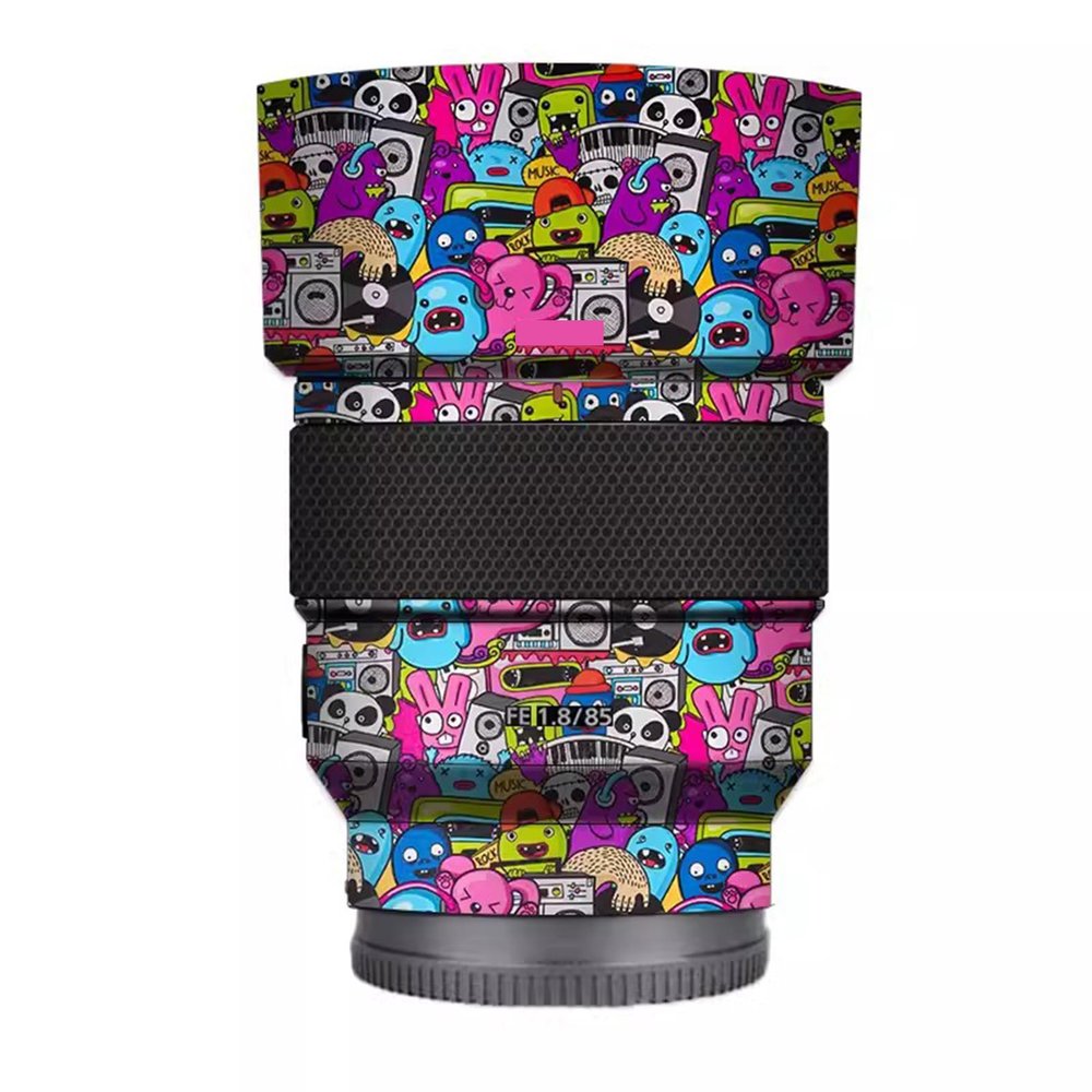Camera Lens Sticker for Sony FE 85mm F1.8 Coat Wrap Protective Film Body Protector Decal Skin FE 1.8/85 85 1.8(Graffiti Pink)