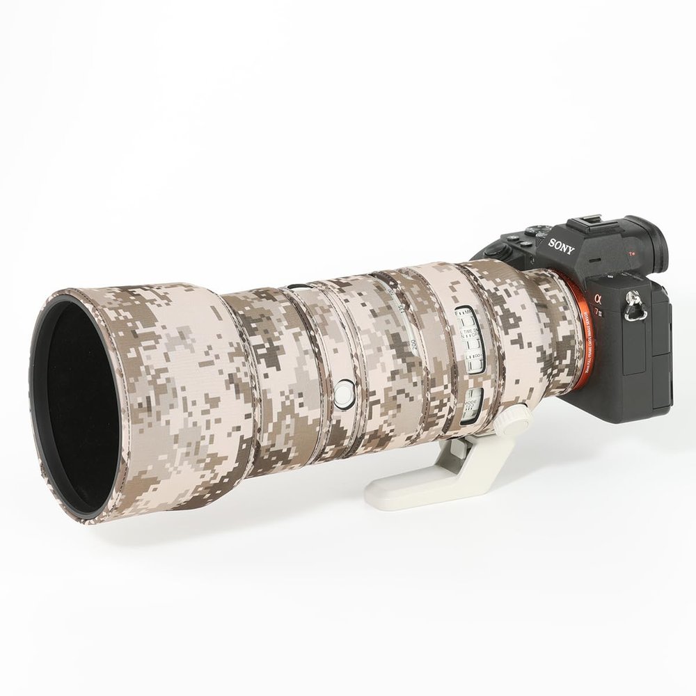 CHASING BIRDS Lens Camouflage Waterproof Coat for Sony FE 70-200mm F2.8 GM OSS II Rainproof Lens Protective Cover Version IV (Brown Grid, with 1.4X TC (SEL14TC))