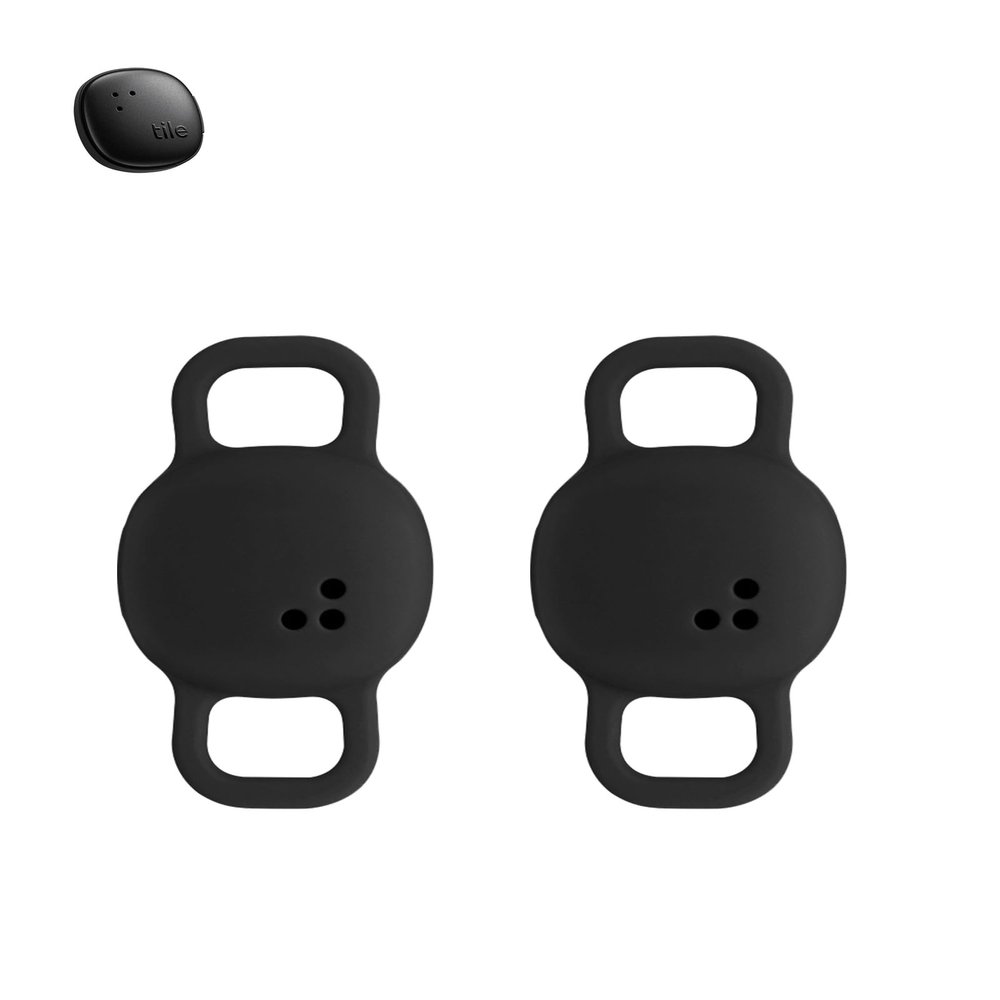 2 Pack for Tile by Life360 Sticker (2024) - Small Bluetooth Tracker Case,Shockproof, BOVUGAC Collar Model with 2 cm Cut-Out Silicone Case Cover for Tile Sticker (2024) for Pets-Black