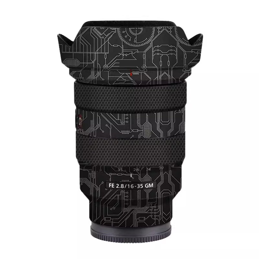 Anti-Scratch Camera Lens Sticker Coat Wrap Protective Film Body Protector Skin Cover for Sony FE16-35mm F2.8 GM FE 2.8/16-35 GM 2.8(Circuit Titanium)