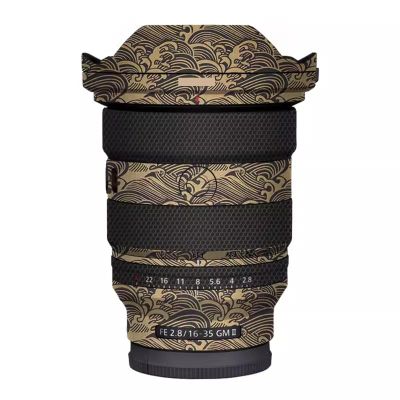 for Sony FE 16-35mm F2.8 GM II Camera Lens Sticker Coat Wraps Film Protector Vinyl Decal Skin FE 2.8/16-35 GM II 2.8(Wave Gold)