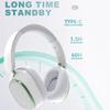 AYI Premium Active Noise Cancellation Bluetooth Headset Over Ear Headphones with Detachable Microphone HiFi Stereo Sound Rechargeable Game Headphone Compatible with Smartphone/TV/pad/Laptop-White view 2