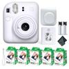 Fujifilm Instax Mini 12 Instant Camera Clay White Bundle with Fuji Instax Mini Film Value Pack (100 Sheets) + Protective Carrying Case + Photo Album + Microfiber Cleaning Cloth view 1
