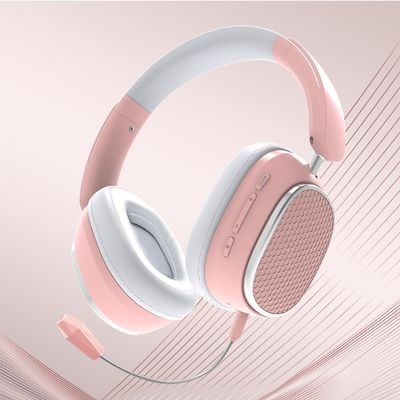 AYI Premium Active Noise Cancellation Bluetooth Headset Over Ear Headphones with Detachable Microphone HiFi Stereo Sound Rechargeable Game Headphone Compatible with Smartphone/TV/pad/Laptop-Pink