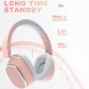 AYI Premium Active Noise Cancellation Bluetooth Headset Over Ear Headphones with Detachable Microphone HiFi Stereo Sound Rechargeable Game Headphone Compatible with Smartphone/TV/pad/Laptop-Pink view 2