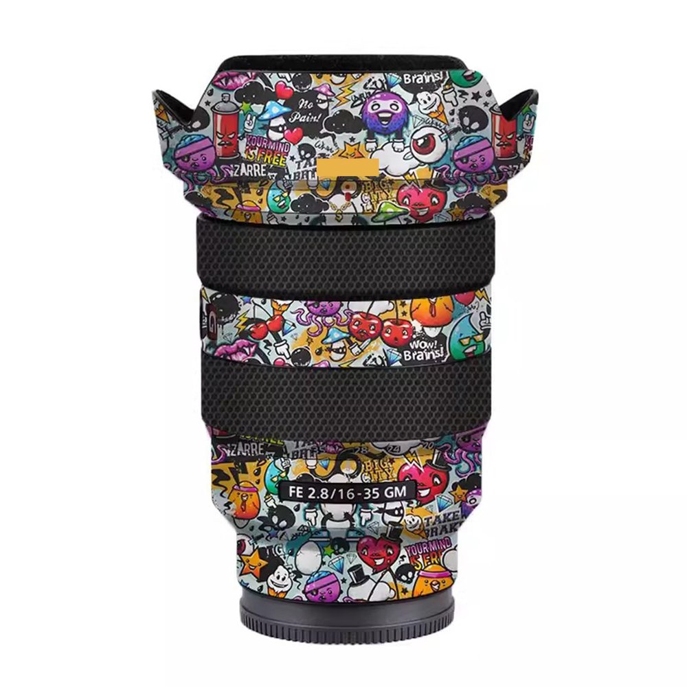 Anti-Scratch Camera Lens Sticker Coat Wrap Protective Film Body Protector Skin Cover for Sony FE16-35mm F2.8 GM FE 2.8/16-35 GM 2.8(Graffiti White)