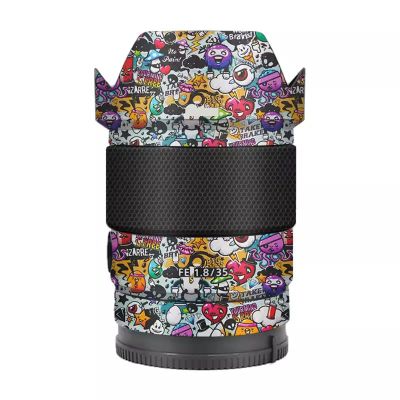 Lens Cap Skin for Sony FE 35mm F1.8 Anti-Scratch Camera Sticker Protective Wrap Film Body Protector Decal FE 1.8/35 35 1.8(Graffiti White)