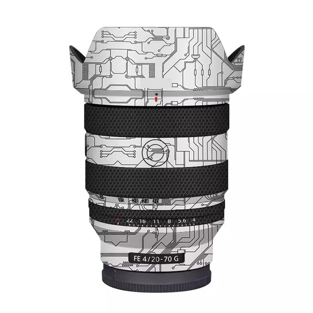 Camera Lens Protector Coat Protective Film Body Vinly Wrap Skin Premium Sticker for Sony FE 20-70mm F4 G Photography Decal FE 4/20-70 G 4(Circuit White)
