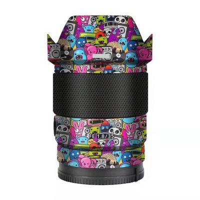 Lens Cap Skin for Sony FE 35mm F1.8 Anti-Scratch Camera Sticker Protective Wrap Film Body Protector Decal FE 1.8/35 35 1.8(Graffiti Pink)