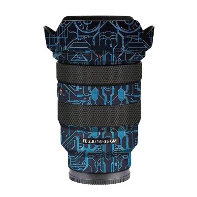 Anti-Scratch Camera Lens Sticker Coat Wrap Protective Film Body Protector Skin Cover for Sony FE16-35mm F2.8 GM FE 2.8/16-35 GM 2.8(Circuit Blue)
