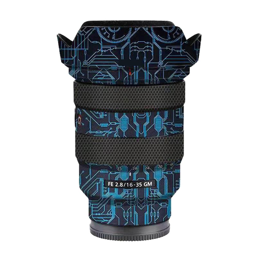 Anti-Scratch Camera Lens Sticker Coat Wrap Protective Film Body Protector Skin Cover for Sony FE16-35mm F2.8 GM FE 2.8/16-35 GM 2.8(Circuit Blue)