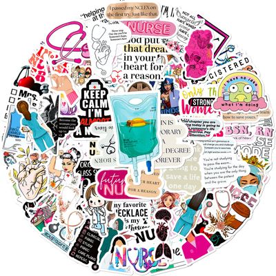 100 PCS Nurse Stickers Funny Nursing Vinyl Waterproof Stickers for Laptop,Guitar,Motorcycle,Bike,Skateboard,Luggage,Phone,Hydro Flask, Gift for Teen Adult