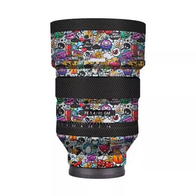 Anti-Scratch Camera Lens Sticker Coat for Sony FE 85mm F1.4 GM Vinyl Wrap Protective Film Body Protector Skin FE 1.4/85 GM 85 1.4(Graffiti White)