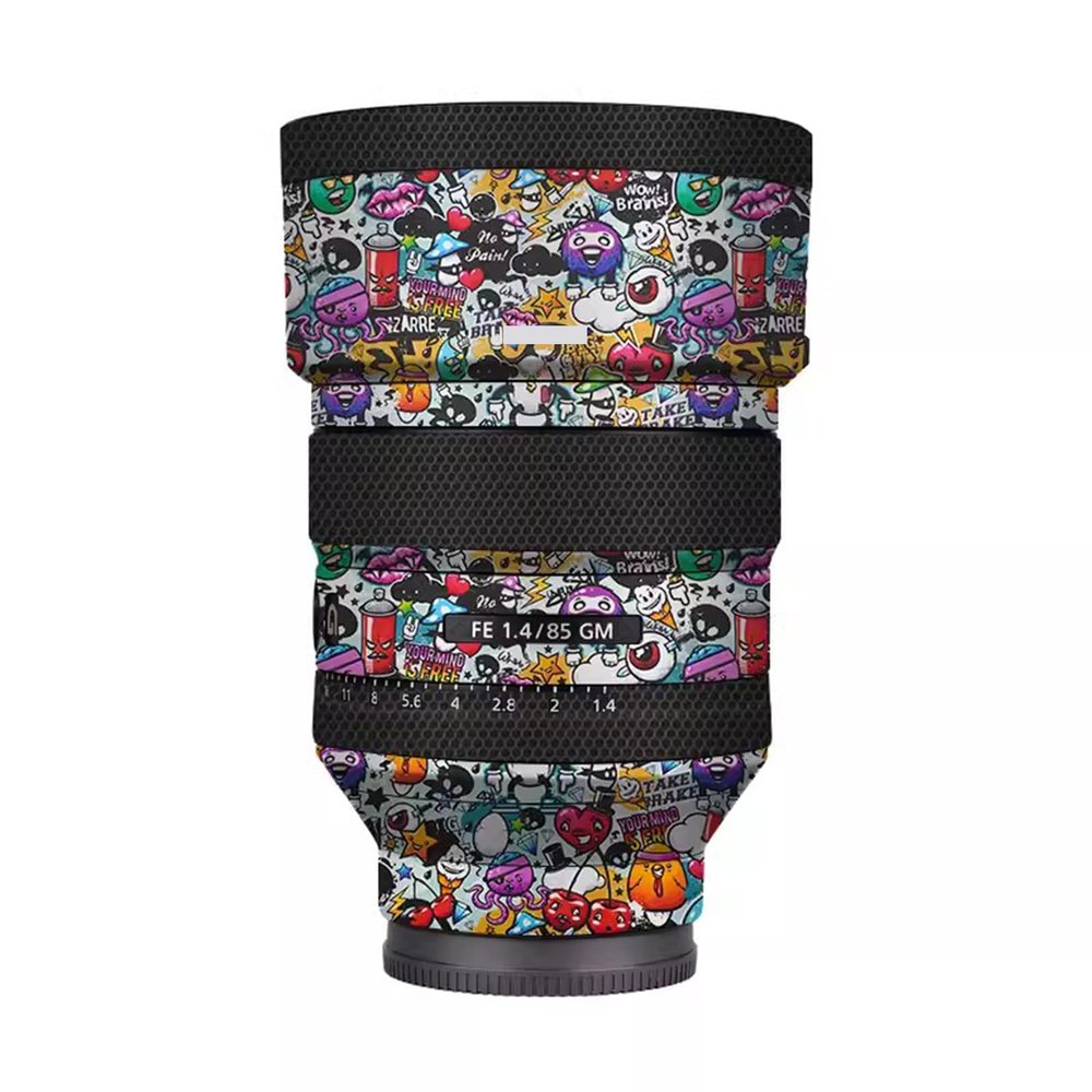 Anti-Scratch Camera Lens Sticker Coat for Sony FE 85mm F1.4 GM Vinyl Wrap Protective Film Body Protector Skin FE 1.4/85 GM 85 1.4(Graffiti White)