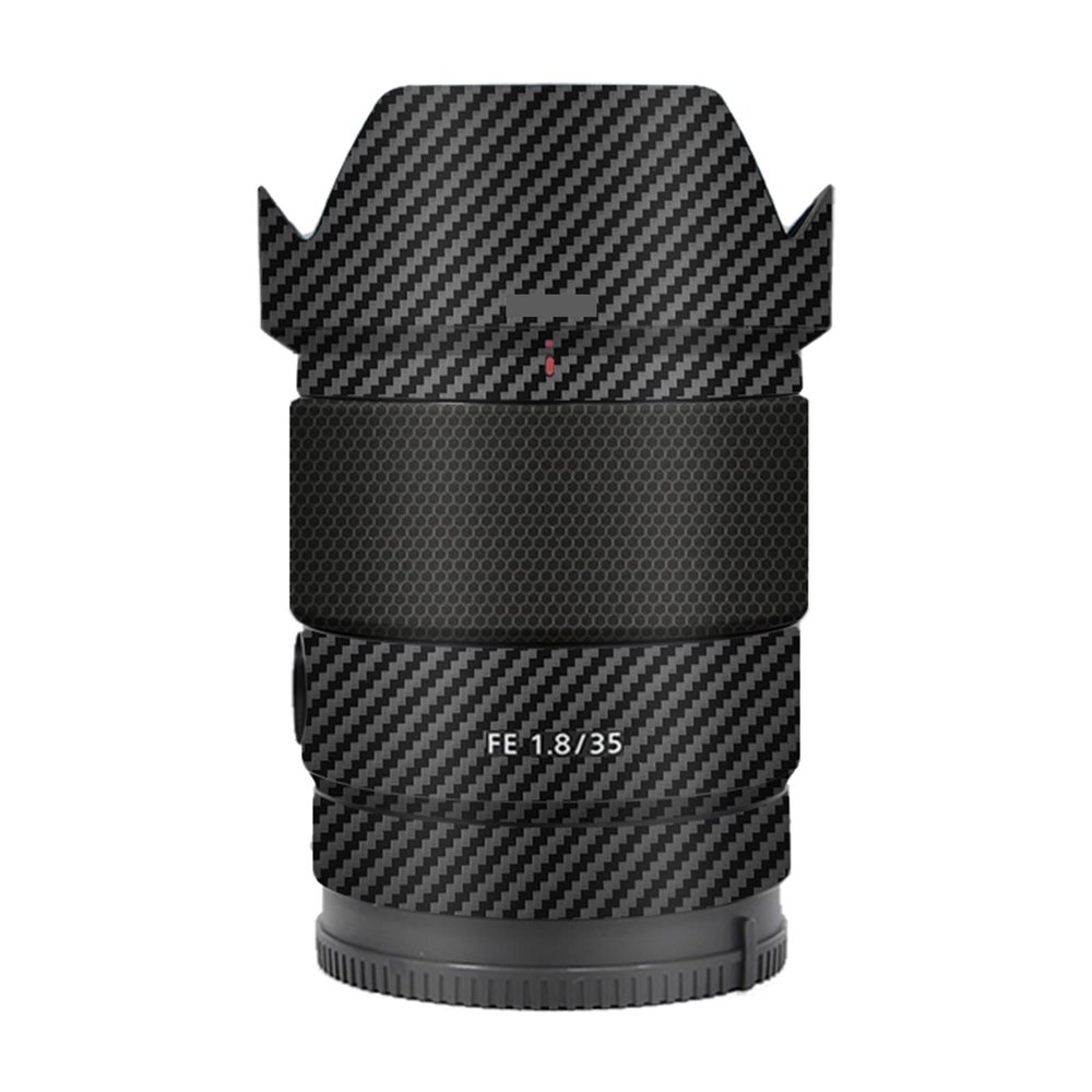 Lens Cap Skin for Sony FE 35mm F1.8 Anti-Scratch Camera Sticker Protective Wrap Film Body Protector Decal FE 1.8/35 35 1.8(Carbon Fiber Black)