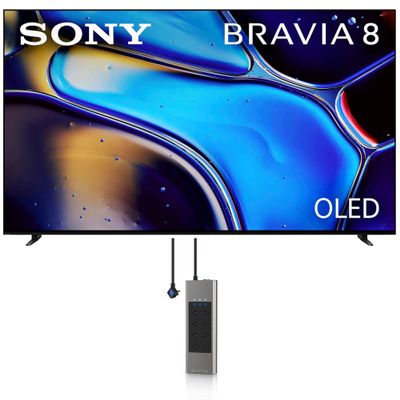 Sony K55XR80 55 Inch IMAX Enhanced Bravia OLED 4K HDR Google TV with an Austere 5S-PS8-US1 V-Series 8-Outlet Power w/Omniport USB (2024)