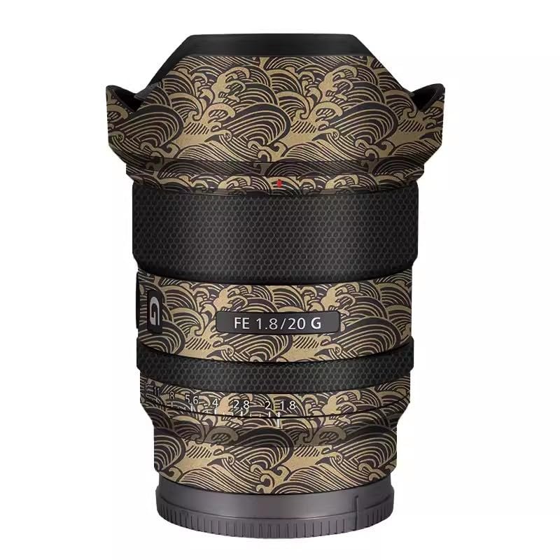 for Sony FE 20mm F1.8 G Decal Skin Vinyl Wrap Film Camera Lens Body Protective Sticker Protector Coat FE 1.8/20 G 20 1.8(Wave Gold)