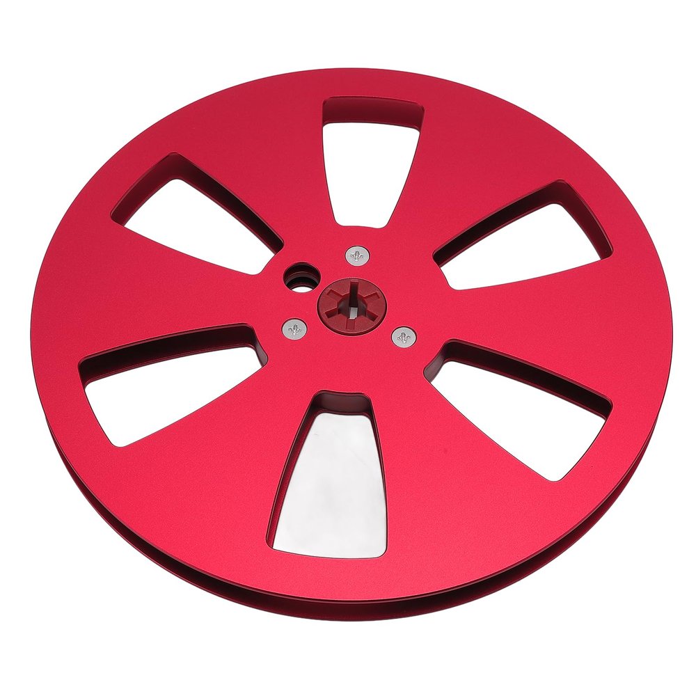 1/4 7 Inch Empty Tape Reel, 6 Holes Universal Open Reel Sound Tape Empty Reel, Aluminum Alloy Recording Take Up Reel to Reel Small Hub Empty Take Up Reel to Reel for TEAC (Red)