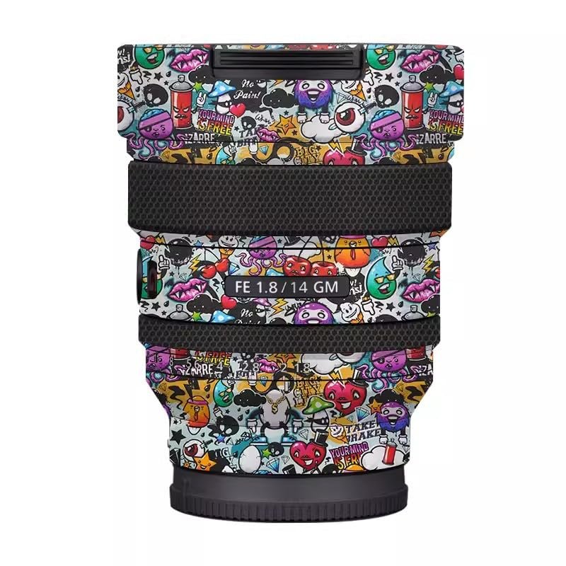 for Sony FE 14mm F1.8 GM Lens Skin Camera Vinly Wrap Flim Full Body Decorative Sticker Cover Decal FE 1.8/14 GM 14 1.8(Graffiti White)