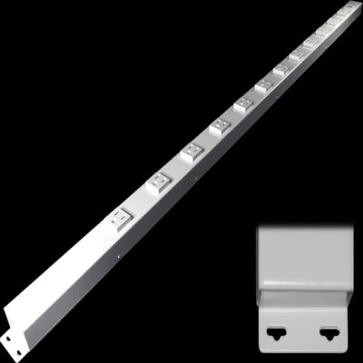 48" Hardwired Power Strip (NO Power Cord), 12 Vertical Tamper Resistant Outlets (NEMA 5-15R - NOT 20Amp), with Ears (with mounting tabs on Both Ends), USB, White