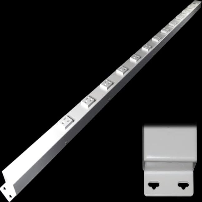 48" Hardwired Power Strip (NO Power Cord), 12 Vertical Tamper Resistant Outlets (NEMA 5-15R - NOT 20Amp), with Ears (with mounting tabs on Both Ends), USB, White