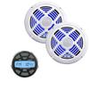ATG Marine Audio Bundle Gauge Mount Radio with Bluetooth and 6.5" White Marine RGB LED Speakers view 1
