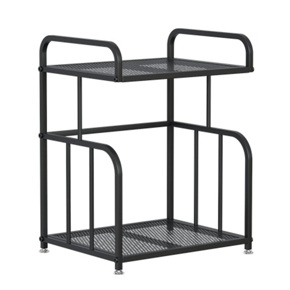 AV Media Stand, 2/3 Tier CD Player Stand, Metal Media Cart, Open Storage Audio Rack for Living Room, Office, Theater, Recording Studio(Black,White,Blue)(Black,2tier)