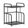 AV Media Stand, 2/3 Tier CD Player Stand, Metal Media Cart, Open Storage Audio Rack for Living Room, Office, Theater, Recording Studio(Black,White,Blue)(Black,2tier) view 1
