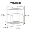 AV Media Stand, 2/3 Tier CD Player Stand, Metal Media Cart, Open Storage Audio Rack for Living Room, Office, Theater, Recording Studio(Black,White,Blue)(Black,2tier) view 2