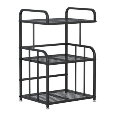 AV Media Stand, 2/3 Tier CD Player Stand, Metal Media Cart, Open Storage Audio Rack for Living Room, Office, Theater, Recording Studio(Black,White,Blue)(Black,3tier)