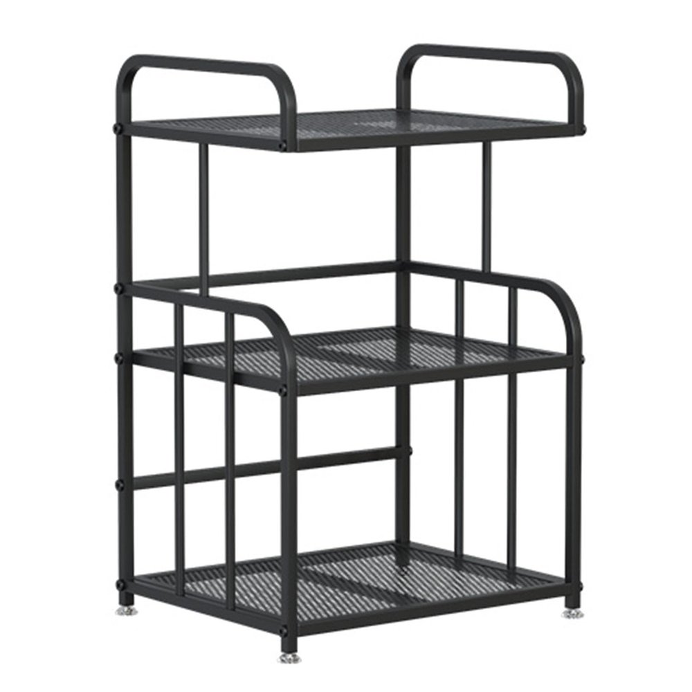 AV Media Stand, 2/3 Tier CD Player Stand, Metal Media Cart, Open Storage Audio Rack for Living Room, Office, Theater, Recording Studio(Black,White,Blue)(Black,3tier)