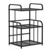 AV Media Stand, 2/3 Tier CD Player Stand, Metal Media Cart, Open Storage Audio Rack for Living Room, Office, Theater, Recording Studio(Black,White,Blue)(Black,3tier) view 1