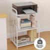 AV Media Stand, 2/3 Tier CD Player Stand, Metal Media Cart, Open Storage Audio Rack for Living Room, Office, Theater, Recording Studio(Black,White,Blue)(Black,3tier) view 4