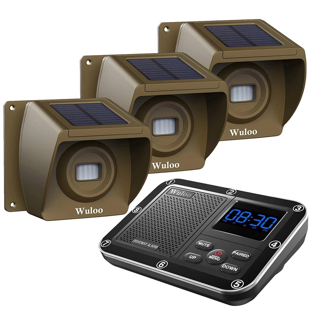 LSLSL Solar Driveway Alarms Wireless Outdoor 1/3Mile Long Range Weatherproof Rechargeable Motion Directors Home Security System Power, Garden & Hand Tools(W1T3 (Brown))
